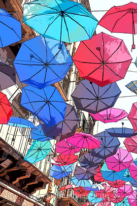 Artfilter - Comic Style, Bunte Schirme, Catania, Sizilien