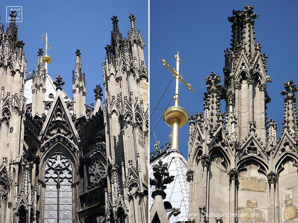 Kölner Dom, Fialen verziert mit Krabben - Gotische Architektur