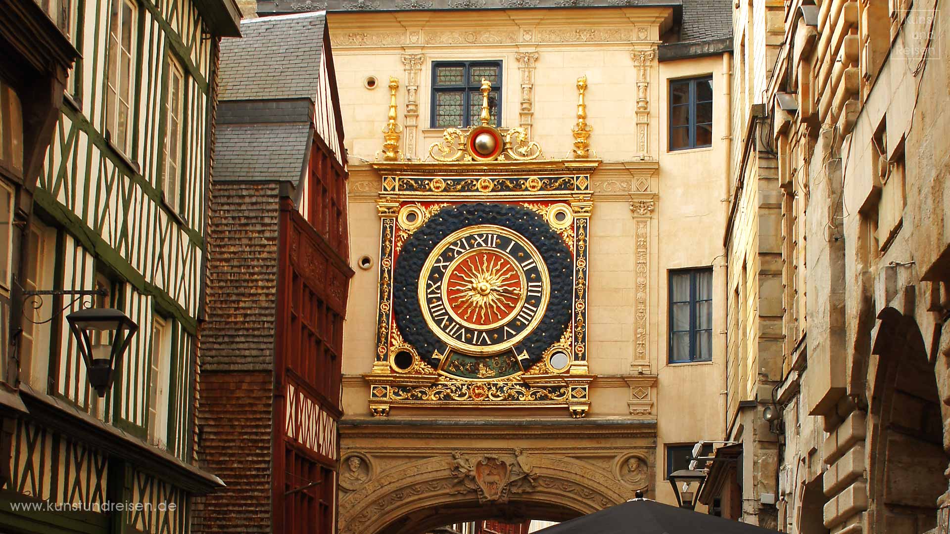 Le Gros-Horloge, große astronomische Uhr, Rouen